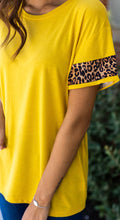 Load image into Gallery viewer, HELLO YELLOW - YELLOW &amp; LEOPARD RINGER TEE
