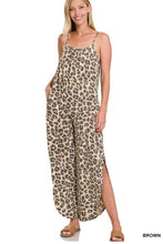 Load image into Gallery viewer, Zenana BROWN LEOPARD JUMPSUIT WITH SIDE SLITS
