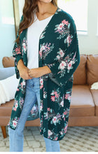 Load image into Gallery viewer, Michelle Mae Green and Pink Floral Kimono
