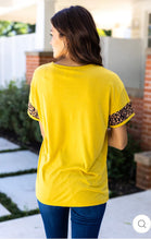 Load image into Gallery viewer, HELLO YELLOW - YELLOW &amp; LEOPARD RINGER TEE
