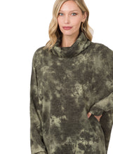 Load image into Gallery viewer, ZENANA JACQUARD FABRIC TIE DYE COWL NECK HI-LOW TOP
