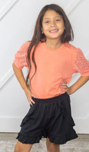 Load image into Gallery viewer, GIRLS JUST LIKE MAMA LACE SLEEVE TOP IN PEACH
