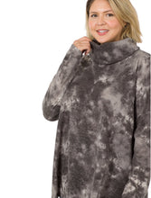 Load image into Gallery viewer, ZENANA JACQUARD FABRIC TIE DYE COWL NECK HI-LOW TOP
