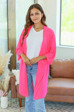 Load image into Gallery viewer, Michelle Mae Cover Up Kimono - Hot Pink Stripes
