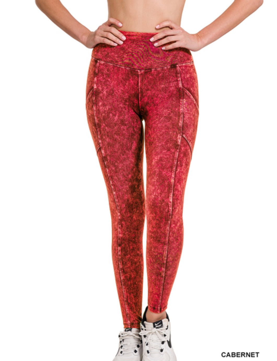 ZENANA MINERAL WASH WIDE WAISTBAND FULL LENGTH LEGGINGS