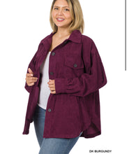 Load image into Gallery viewer, ZENANA OVERSIZED CORDUROY BUTTON FRONT SHACKET
