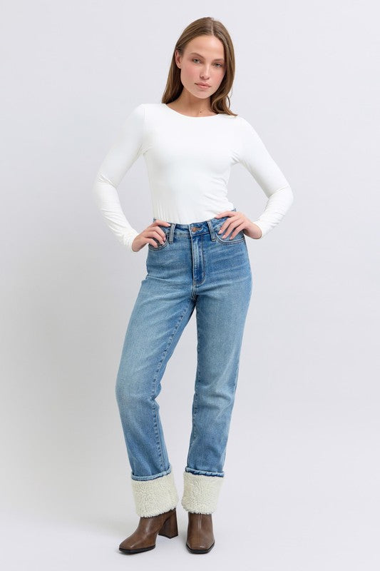 Judy Blue High Waist Shearling Cuff - krisglamcloset