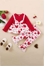 Load image into Gallery viewer, Girls Heart Print Bow Detail Sweater and Flare Pants Set FINAL SALE
