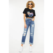 Load image into Gallery viewer, KanCan HIGH RISE CUFFED STRAIGHT LEG JEANS MEDIUM STONE WASH RIGID RELAXED STRAIGHT JEAN
