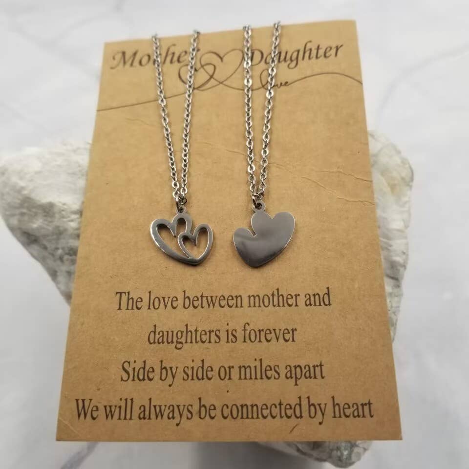 Mother's Day Double Heart Necklace - Set Of 2