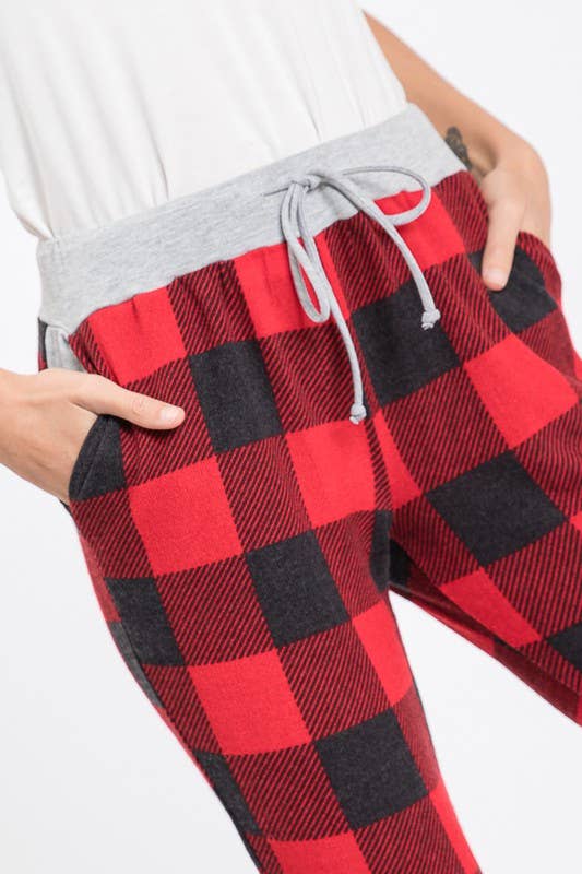PLAID JOGGER PANTS WITH SIDE POCKETS