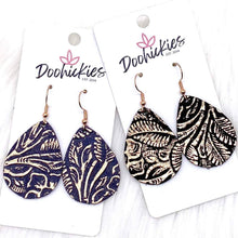 Load image into Gallery viewer, 1.5&quot; Rose Gold Embossed Itty Bitties -Leather Earrings
