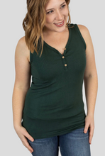 Load image into Gallery viewer, Michelle Mae Addison Henley Tank - Evergreen
