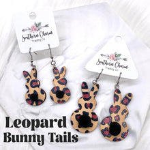 Load image into Gallery viewer, Wood Leopard Bunny Tails -Earrings
