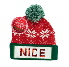 Load image into Gallery viewer, Holiday Naughty or Nice Sequin Pom Hat
