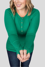 Load image into Gallery viewer, Michelle Mae Harper Long Sleeve Henley - Green
