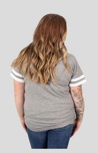 Load image into Gallery viewer, Michelle Mae Kylie Track Tee - Grey and White
