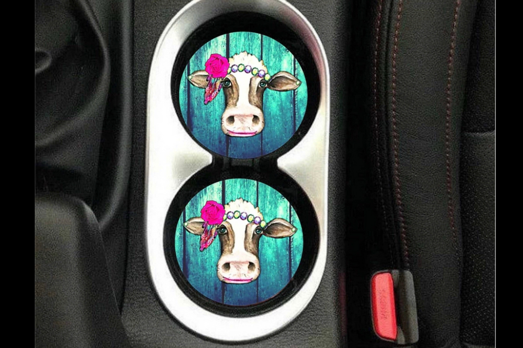 Heifer with Pearls Car Coaster