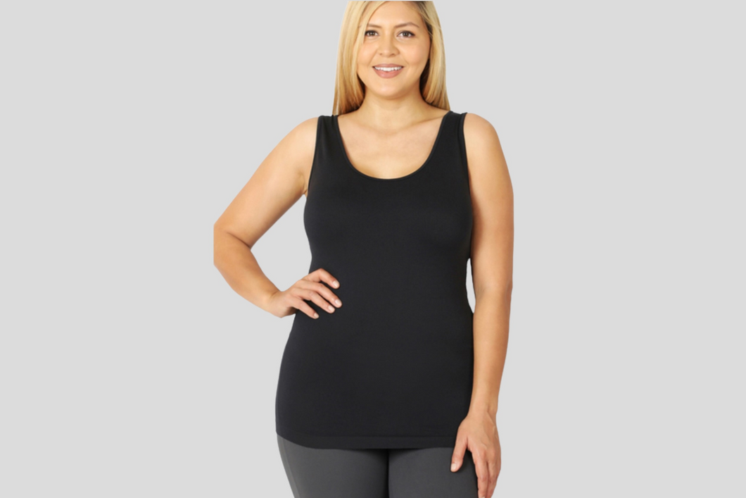 ZENANA PLUS SCOOP NECK SEAMLESS TANK TOP