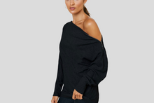 Load image into Gallery viewer, Black Ribbed Side-Zip Knit Top
