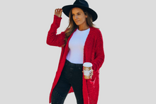 Load image into Gallery viewer, Red Popcorn Pocket Cardigan
