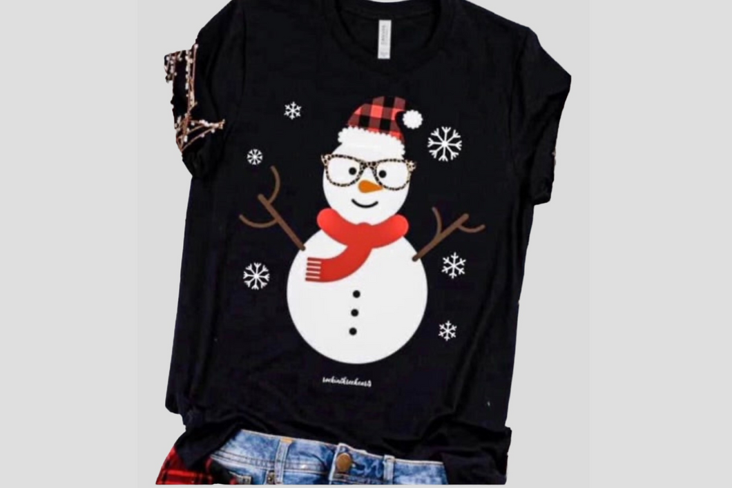 Frosty with Leopard Glasses Graphic Tee