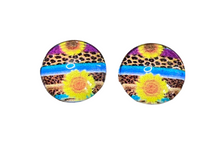 Load image into Gallery viewer, Leopard Sunflower 12mm Glass Cabochons Earrings

