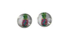 Load image into Gallery viewer, Floral Pineapple 12mm Glass Cabochons Earrings
