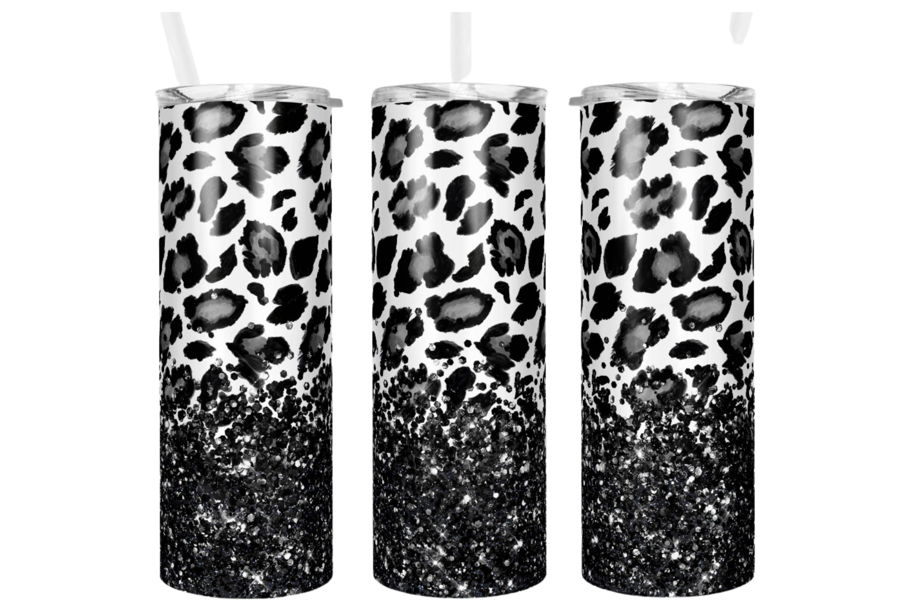 20 oz Black and White Leopard Skinny Tumbler – krisglamcloset