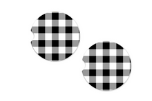 Load image into Gallery viewer, Car Coasters- Black and White Buffalo Plaid
