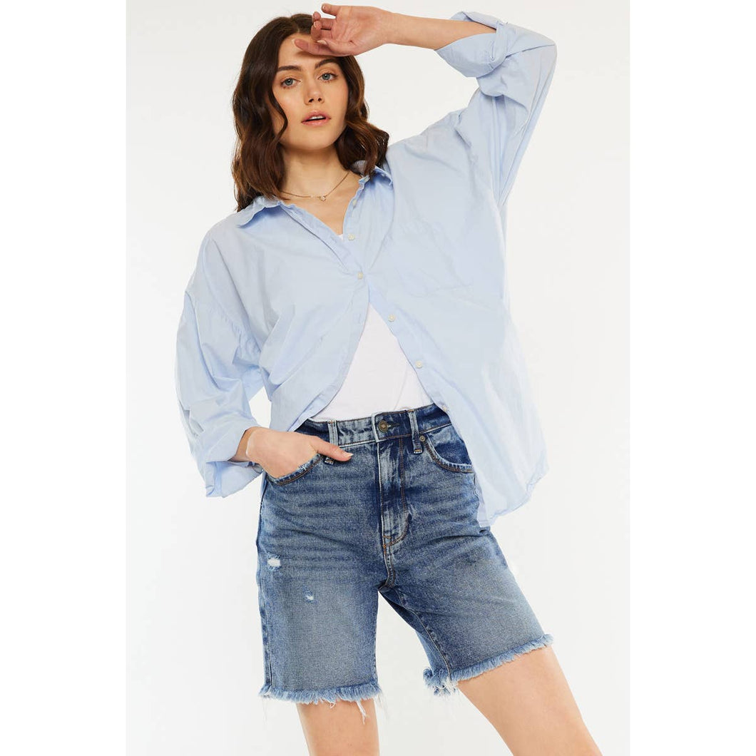 KanCan Ultra High Rise Bermuda Medium Stone Wash - krisglamcloset