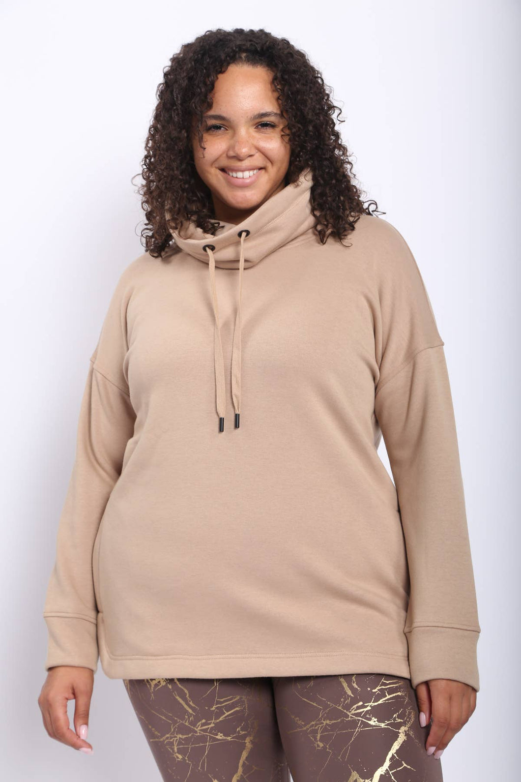 Curvy High Neck Pullover with Curved Hem