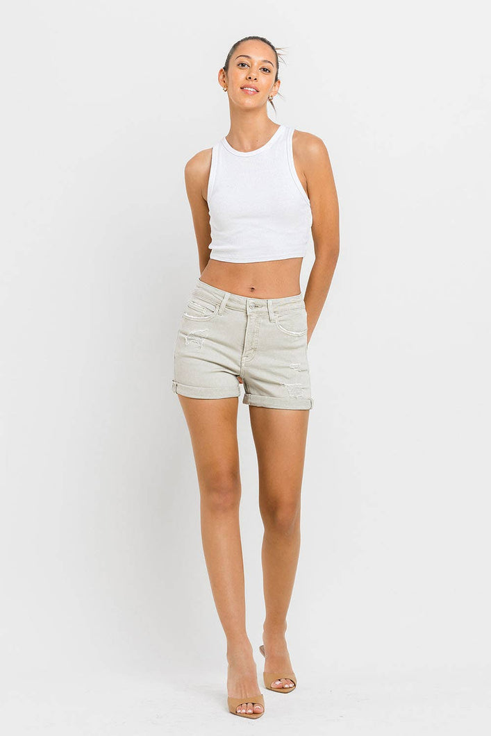VERVET REBECCA HIGH RISE DOUBLE CUFFED SHORTS - krisglamcloset