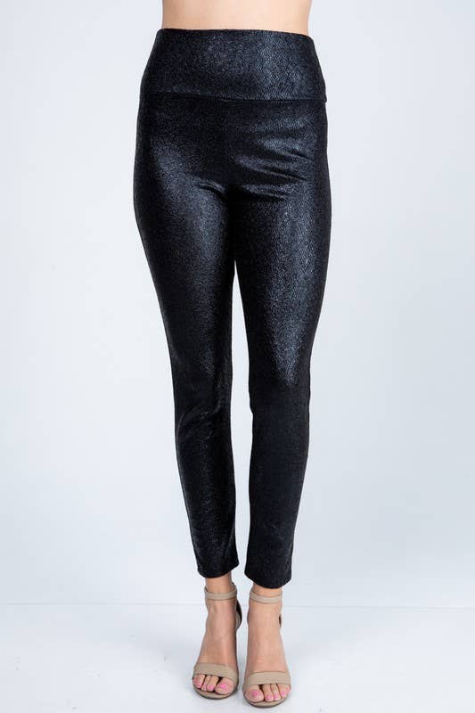 FAUX LEATHER SLIM FIT HIGH WAIST LEGGINGS: BLACK - krisglamcloset