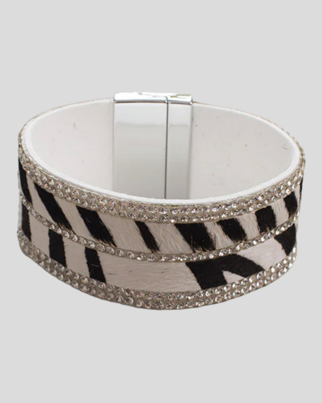 WHERE THE WILD THINGS ARE LEATHER FUR BRACELET, ZEBRA