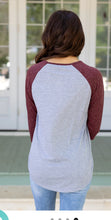 Load image into Gallery viewer, ALLISON&#39;S GREY RAGLAN WITH MAROON SLEEVES

