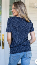 Load image into Gallery viewer, HEATHERED BLUE V-NECK TEE

