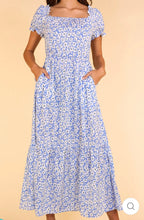 Load image into Gallery viewer, PASSPORT TO PARADISE LIGHT BLUE FLORAL MAXI DRESS
