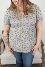 Load image into Gallery viewer, Michelle Mae Sarah Ruffle Top - Grey Floral
