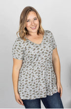 Load image into Gallery viewer, Michelle Mae Sarah Ruffle Top - Grey Floral
