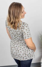 Load image into Gallery viewer, Michelle Mae Sarah Ruffle Top - Grey Floral
