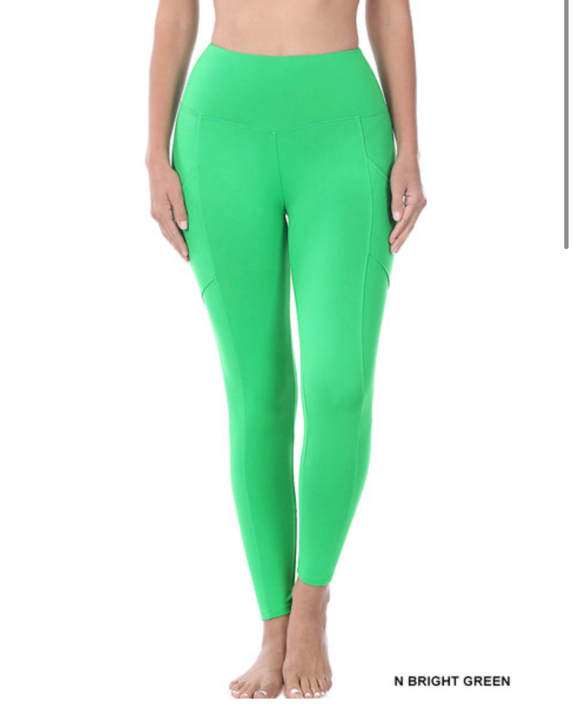 One coloured velour leggings - Green - Sz. 42-60 - Zizzifashion
